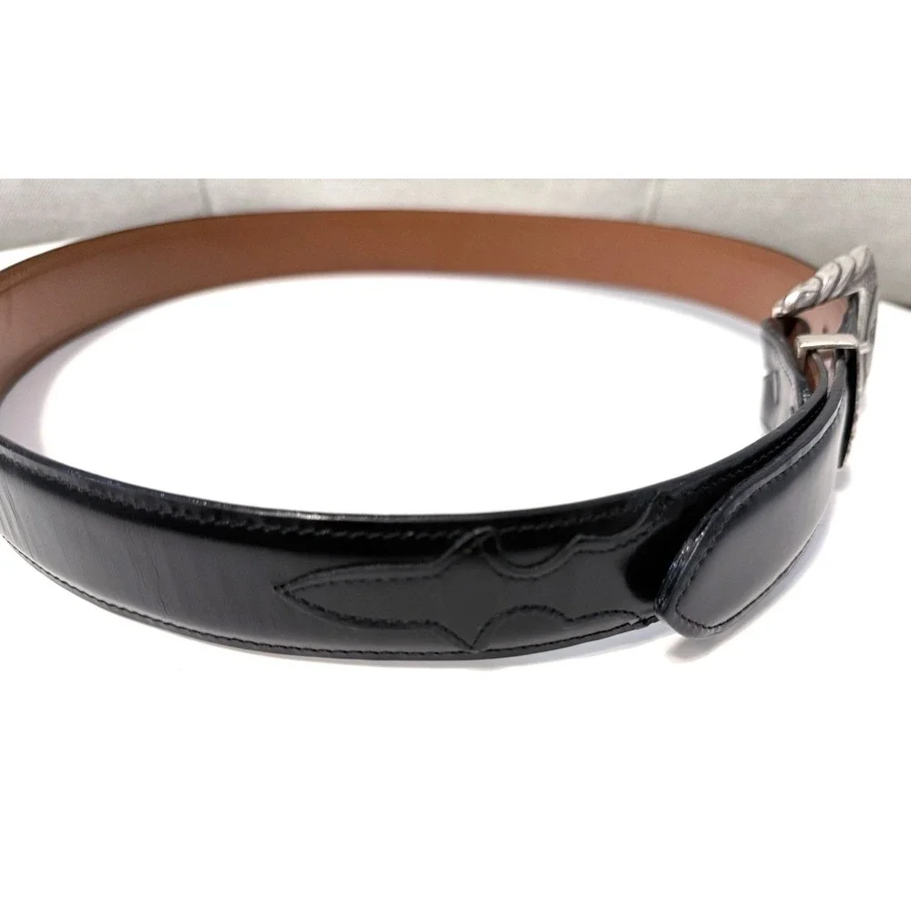 Lucchese Classics Black Cherry Goat Leather Belt w/ Ranger Buckle Set 40 W2201